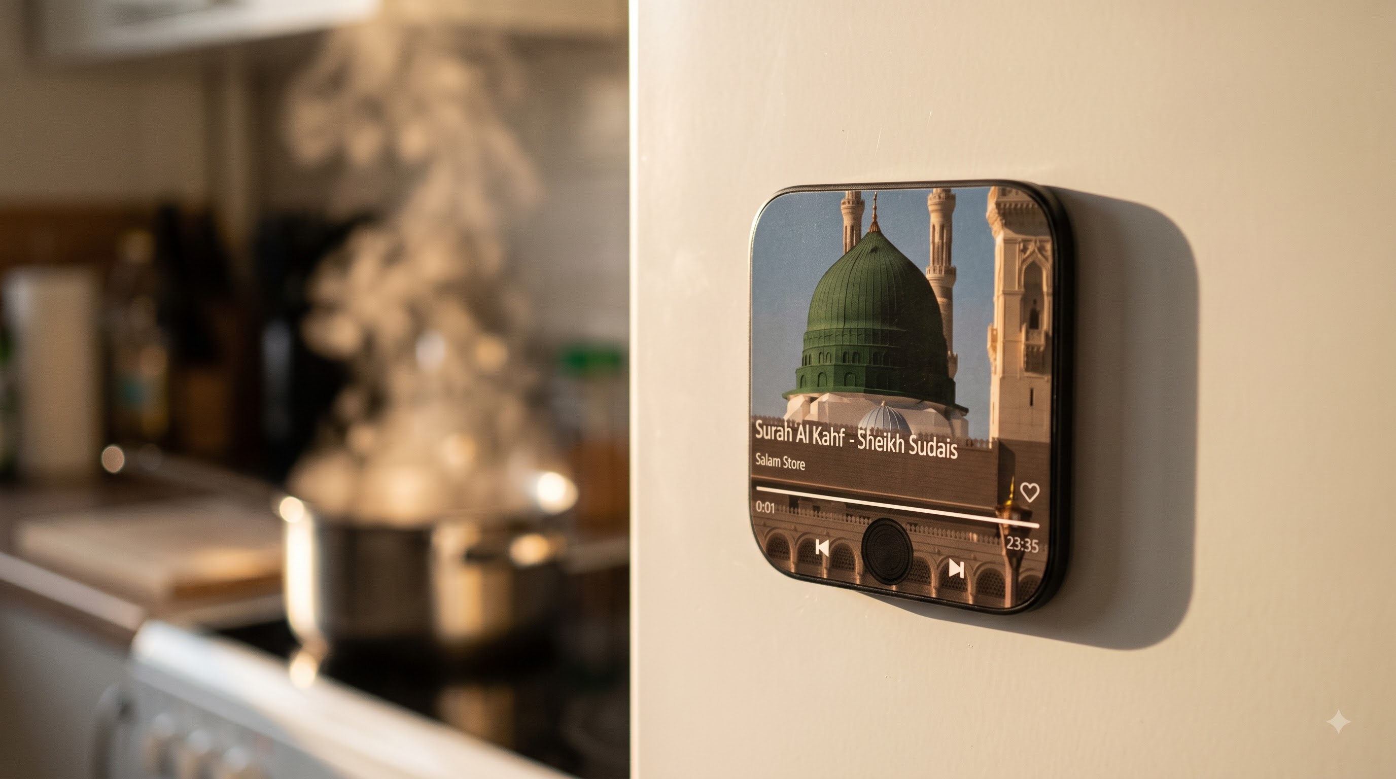 The panel on a fridge at eye level